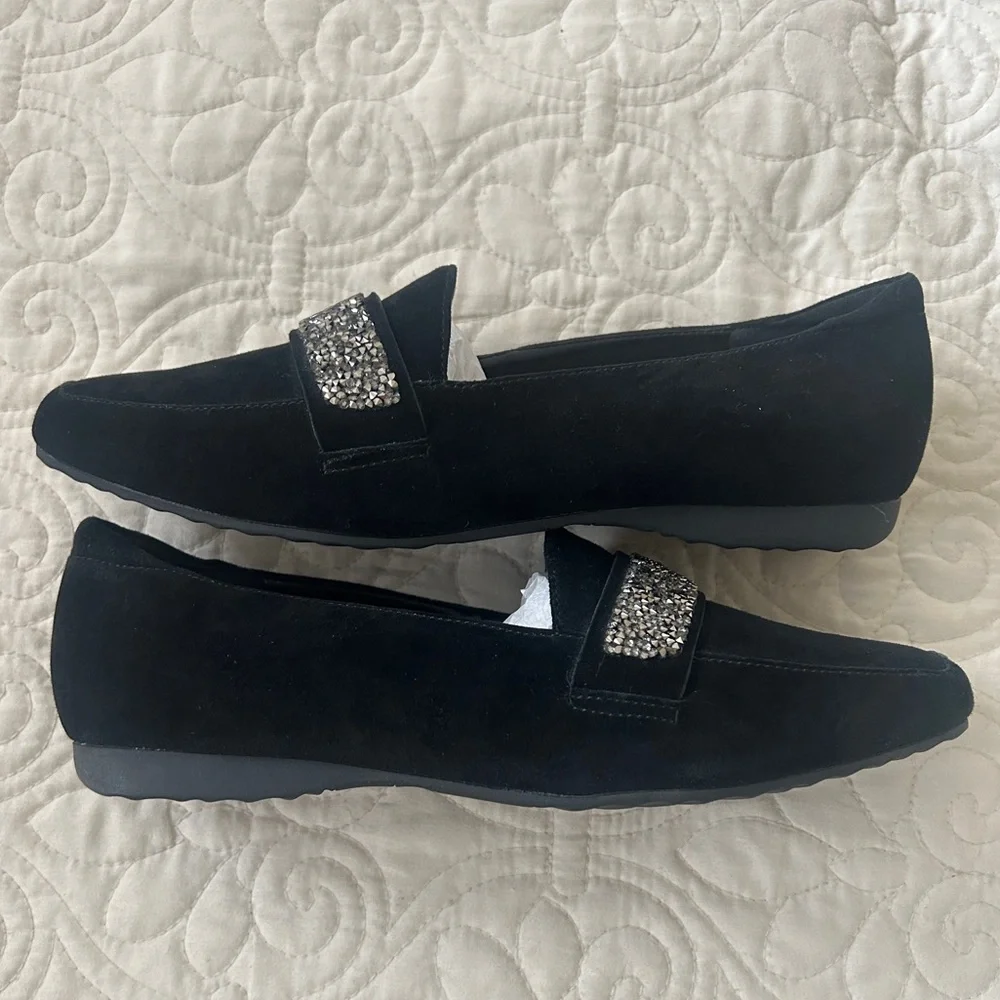 New Karl Lagerfeld Shoes Paris Quincy Black Suede Dress Loafers NWOT